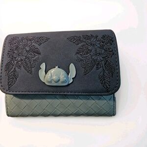 Disney Loungefly Stitch Quiet Fandom Woven Wallet NWT Blue Vegan Leather